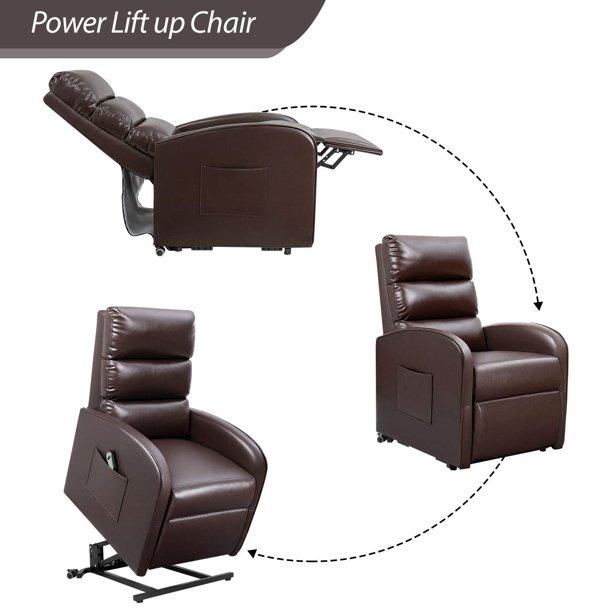 Brown Lift Chair and Massagers in Faux Leather